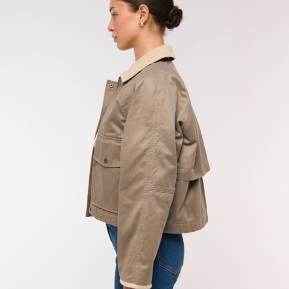 BNWT Abercrombie Short Waxed Chore Jacket - Brown - Size L - Picture 4 of 8